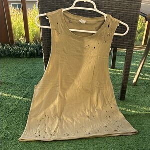 ALO YOGA Women's Harley Distressed Muscle Tank Athletic Raw Hem Size M